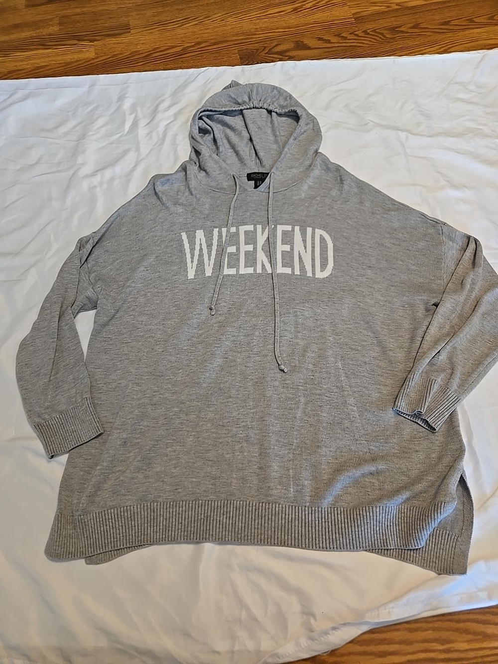 Rachel Zoe Gray 'WEEKEND' Crewneck Hooded Sweater